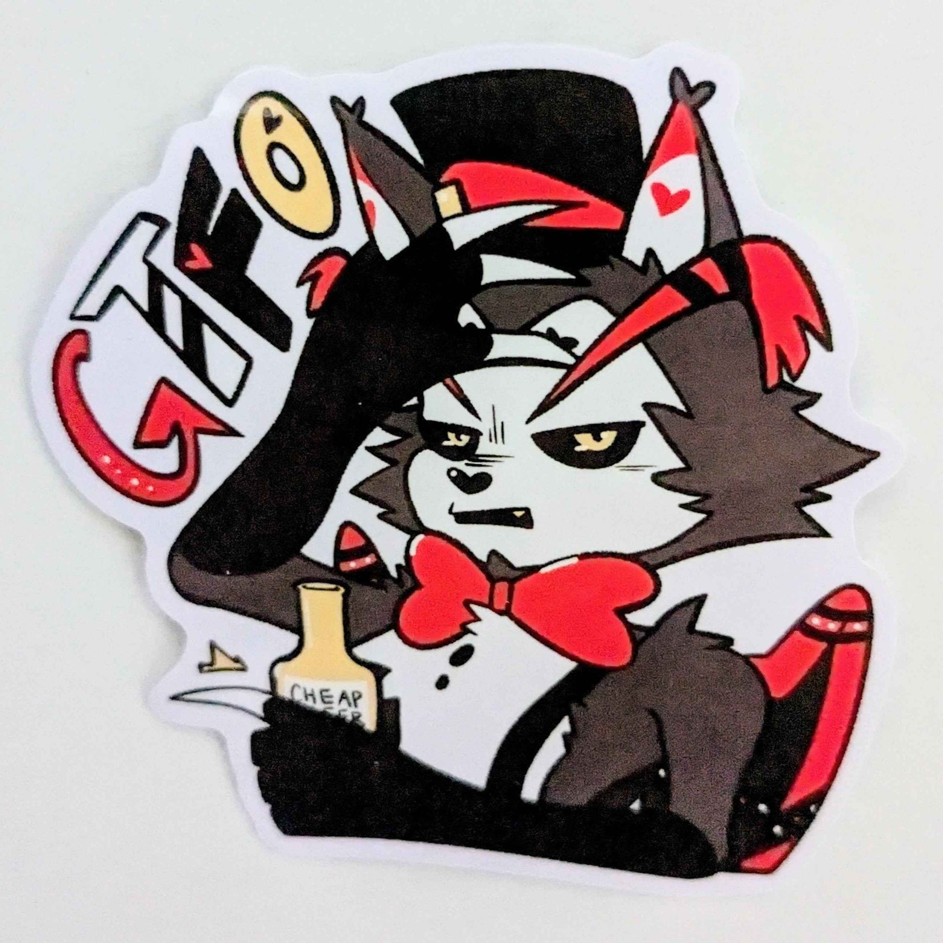 GTFO - Hazbin Hotel Husk Vinyl Sticker 3''